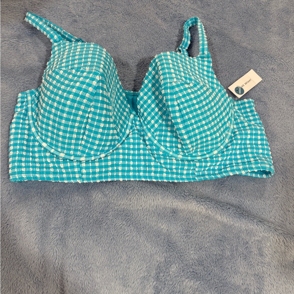 Lane Bryant Turquoise Checkered Bikini Top